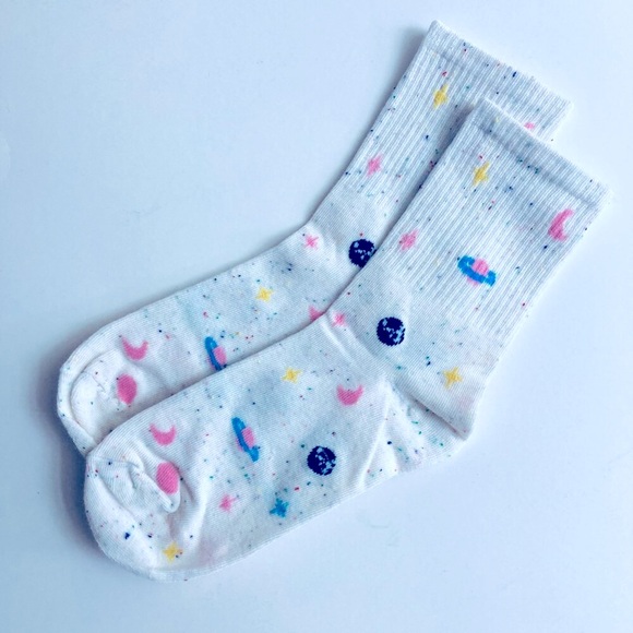 Accessories - Crew Socks White Outer Space